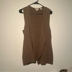 Ann Taylor 100% Merino Wool Soft Classic Open Front Drape Cardigan Vest Size M